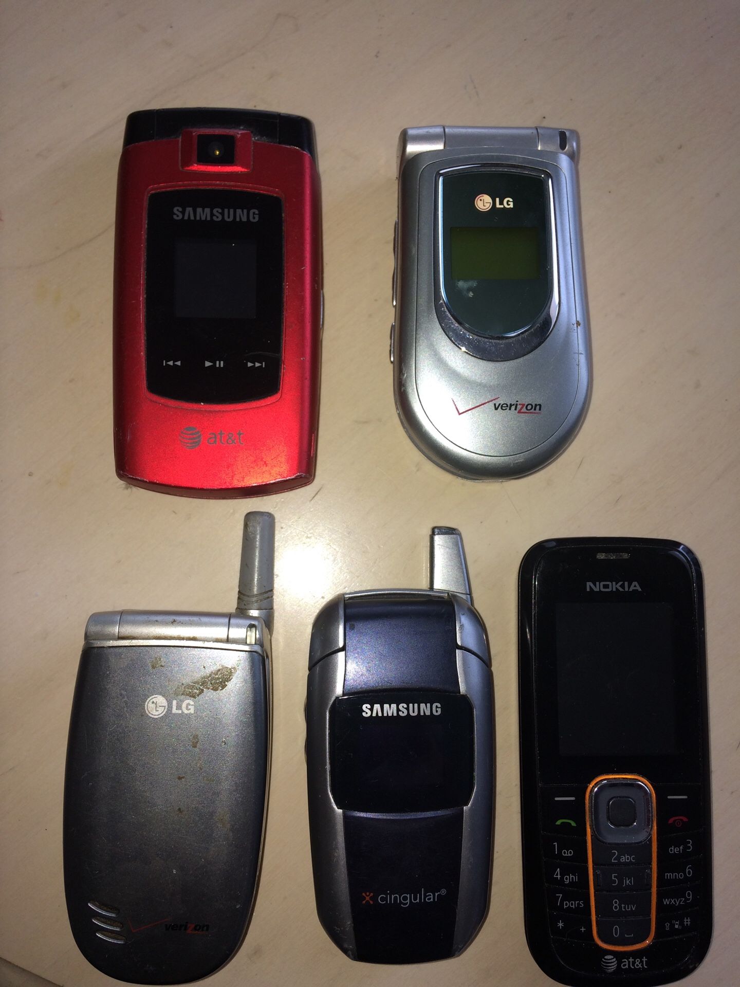 5-Flip phone for sale Samsung LG ,NOKIA