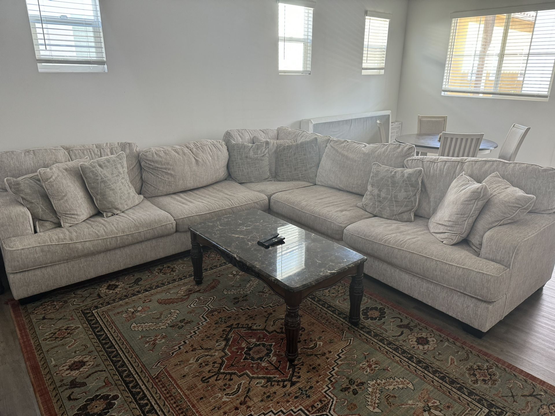 Couch Furniture With A Coffee Table And Two Side Tables OBO