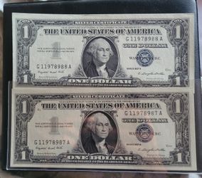 Uncirculated $1 1957 Silver Certificates With Consecutive Serial Numbers 