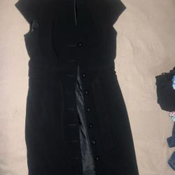 CALVIN KLEIN Black V Neck Button Front Asian Inspired