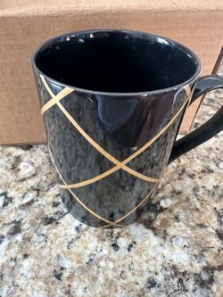 Fitz and Floyd golden windowpane mugs lot of 4