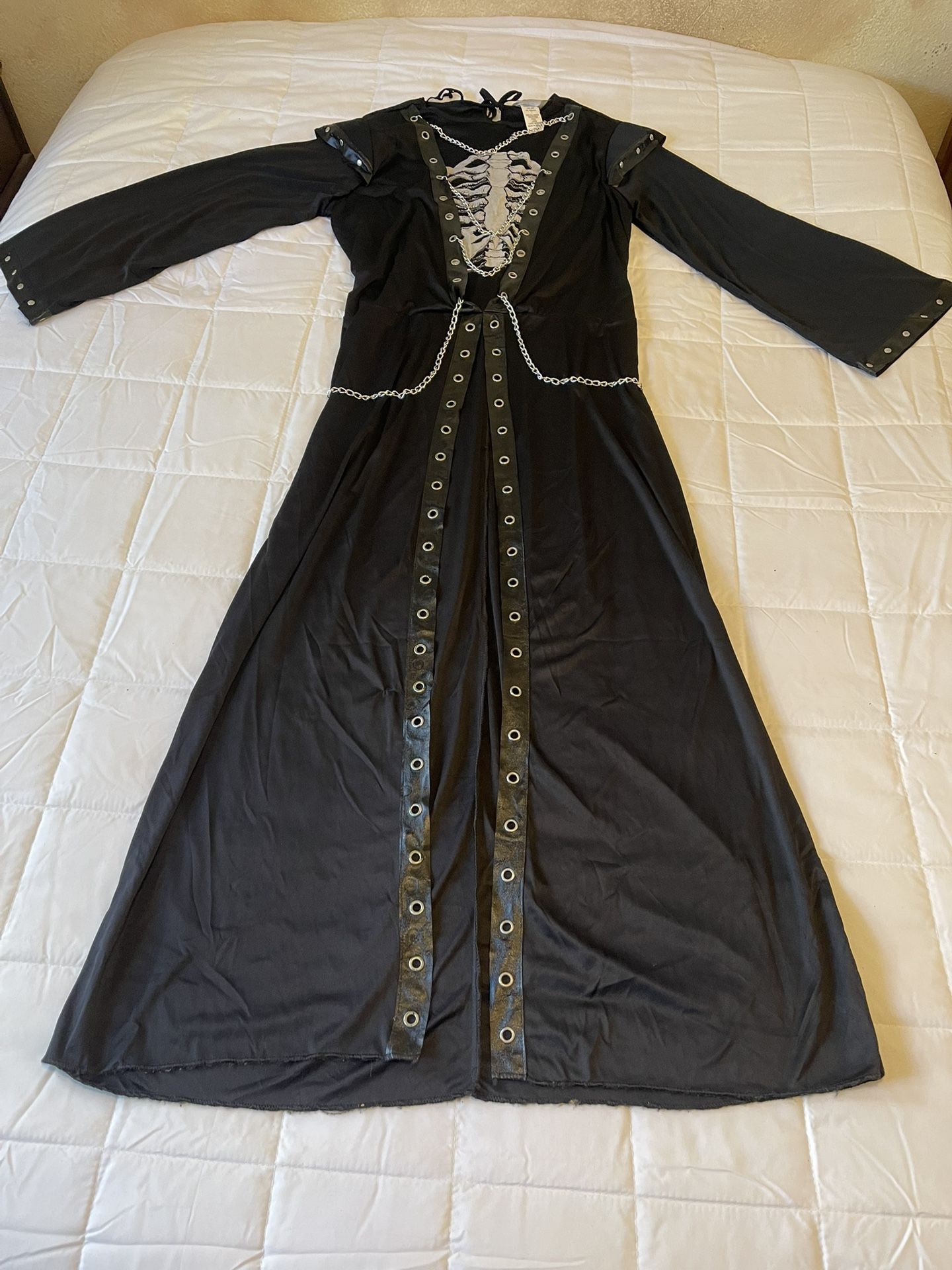 Crypt Master Adult Skeleton Reaper Black Robe Halloween Costume L