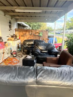 Leather couch set with chair