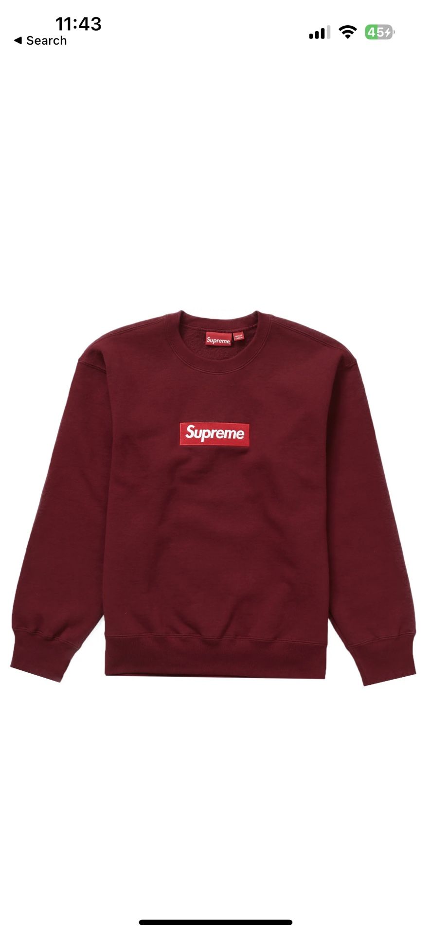 Supreme Box Logo Crewneck FW22 Maroon Size XL