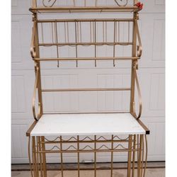 Gold shelving kitchen wine and cooking rack - 6Ft tall