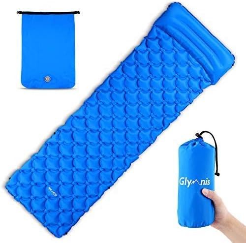 Glymnis Sleeping Pad Hiking Mattress Ultralight Inflatable Camping Mat with Pillow Lightweight Sleeping Mat for Backpacking Travel Hiking Outdoor Acti
