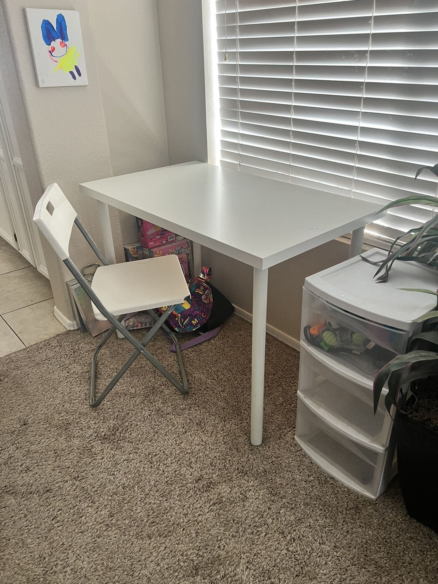 Desk, Chair, Drawer
