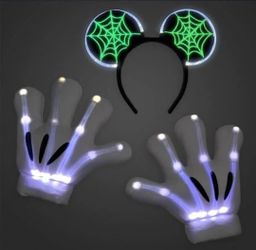 Disney Mickey Mouse Gloves Light-Up Skeleton Costume Accessory Set Adults