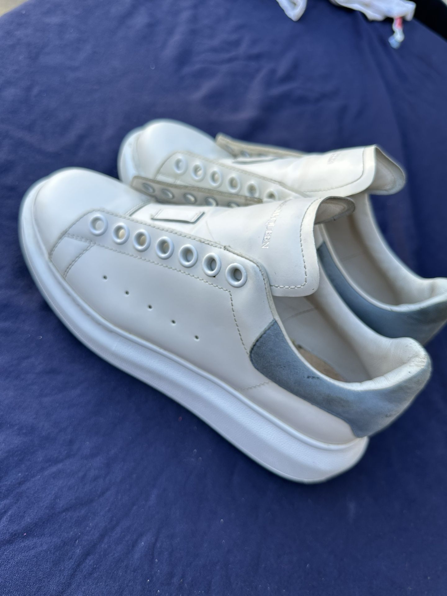 Alexander MCQUEEN Suede-trimmed leather exaggerated-sole sneakers