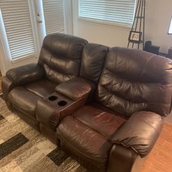 Brown Leather Recliner/ Couch