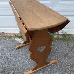 Antique English Oak Drop-Leaf Gateleg Table Heart Cutout Rustic 33”Farmhouse