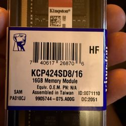 NEW Kingston 16GB 2400MHz Laptop RAM (KCP424SD8/16) SODIMM