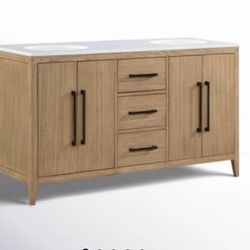 NEW :: Alsup 60 " Double Vanity :: Stylish Brown Oak ::