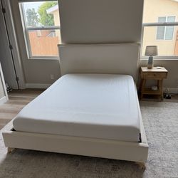 Queen boucle bed frame