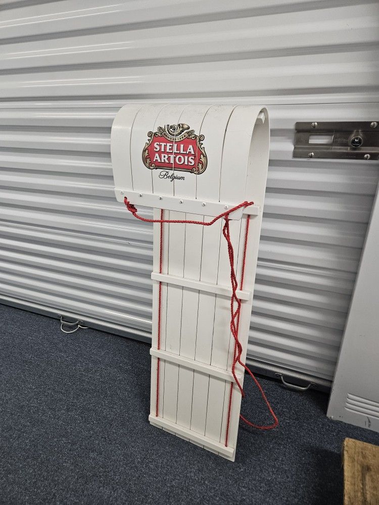 Wooden Toboggan/Sled With Stella Artois Logo..3ft 10" Long x 1ft 7"