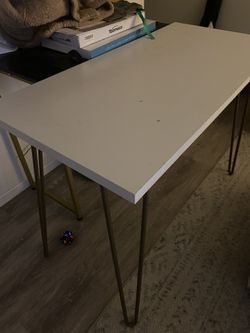 White Desk With Gold Legs