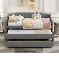 MOEO Upholstered Twin Daybed With Trundle 