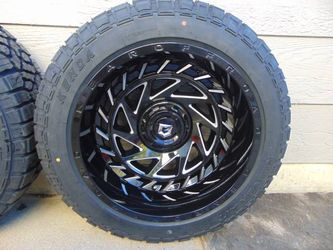 4 Nes LT 285 50 20 Kenda Klever A/T & 20X12 Gloss Black & Machined Rims 6X5.5 & 6X135  -44MM Offset Chevy Ford Dodge