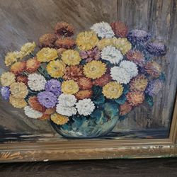 Signed Floral Still Life Oil Painting Framed