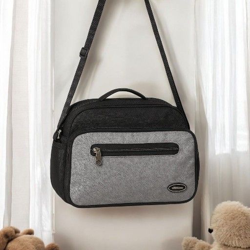 Eddie Bauer Diaper Bag Black & Gray Travel Duffel Multi Use Lining Pockets