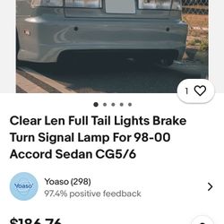 1998 Honda Accord Clear Taillights