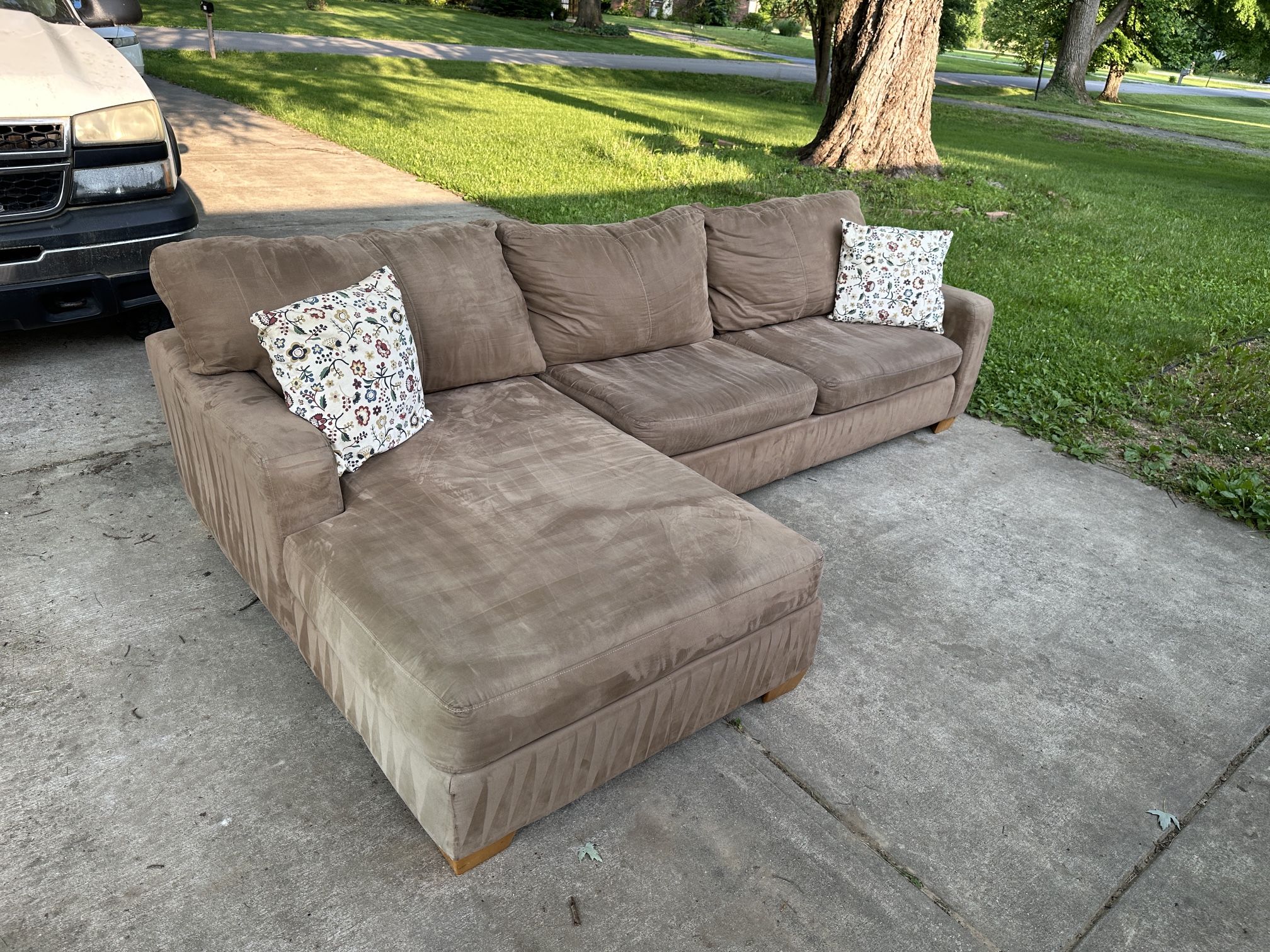 2 Piece Tan Sectional w/ Chaise OBO - FREE DELIVERY