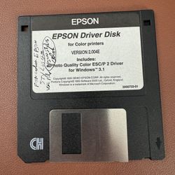 Vintage Epson Driver Disk for Color printers v2.004E 1995 3.5" floppy disk