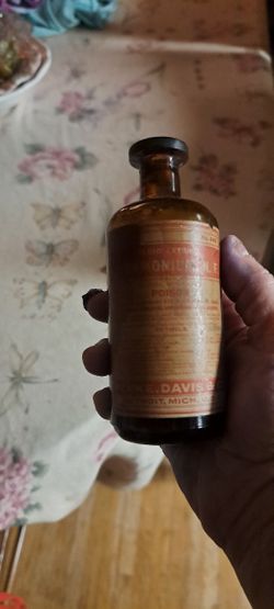 Antique Old Glass Bottle Amber Color 5in