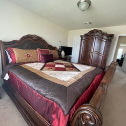 Bed Set and two piece armoire In very good Condition .
