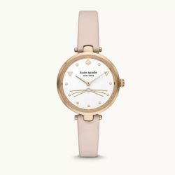 KATE SPADE NEW YORK HOLLAND PINK CAT WATCH, PALE PINK LEATHER BAND  KSW9049