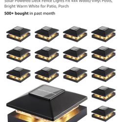 Solar Post Cap Lights Outdoor 16-Pack, Black Waterproof Solar Powered Deck Fence Lights