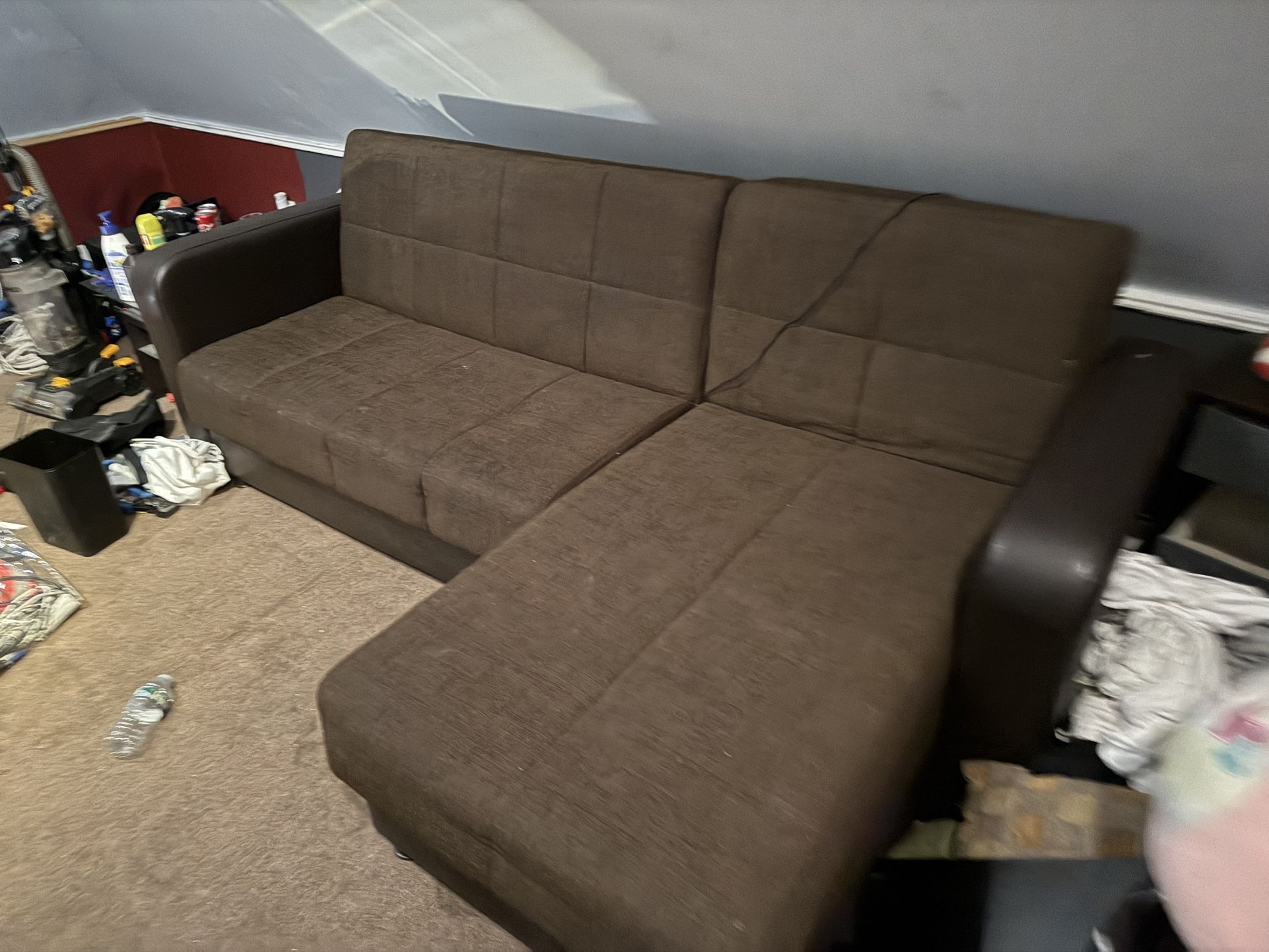 Reclining Couch Comes Apart. Comes With Storage Underneath Couch.