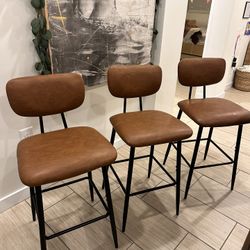 3 Brown Bar Stools