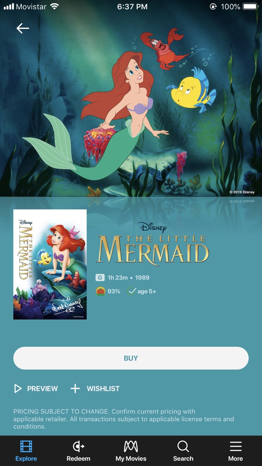 4K UHD Disney’s The Little Mermaid Digital Copy Code
