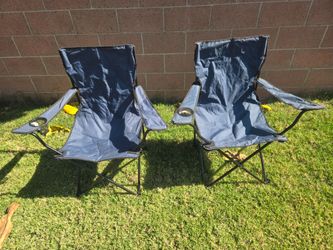 Two Folding Camping Park Chairs with Cup Holder