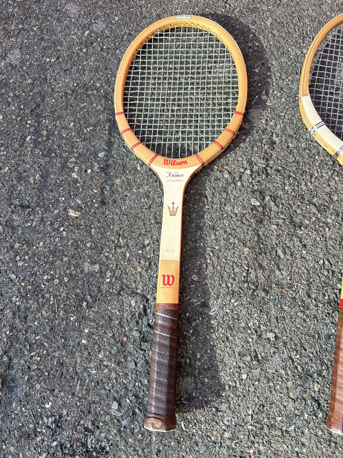 Wilson Jack Kramer Autograph Wood Tennis Racket Racket . two pieces
