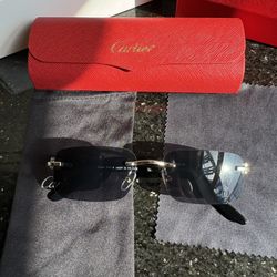 Cartier Buffs Sunglasses Black Lense With Silver Accents 