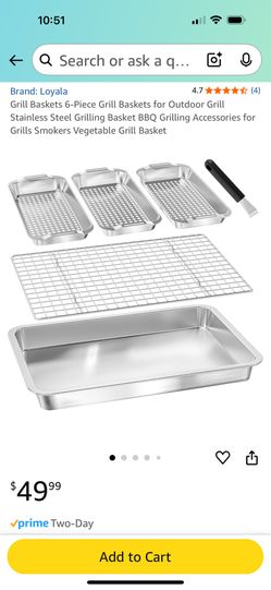 New grill Basket 6 Pieces Stainless Steel