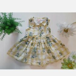 Girls 2T Yellow Plaid Blue Floral Dress Outfit M&E Mila and Emma

