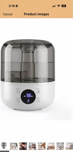 New in box 3L Top Fill Cool Mist Ultrasonic Humidifier for Bedroom, 30H Long Runtime, 32dB Ultra Quiet Baby Nursery Humidifier, Precise Humidity Senso