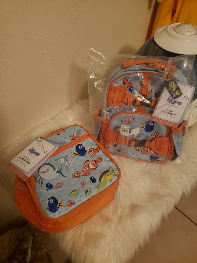 Pottery barn kids finding nemo backpack and lunchbox