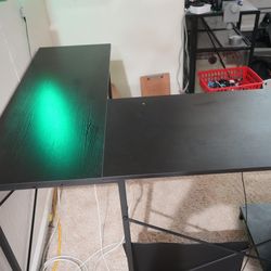 Black desk, L shaped desk, side storage, PC holder, office desk