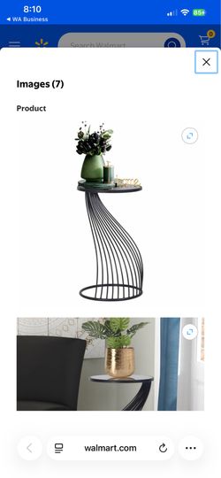 Homebeez Round Side Table,Small End Table,Coffee Table with Metal Frame,Night Stands for Bedrooms,Black