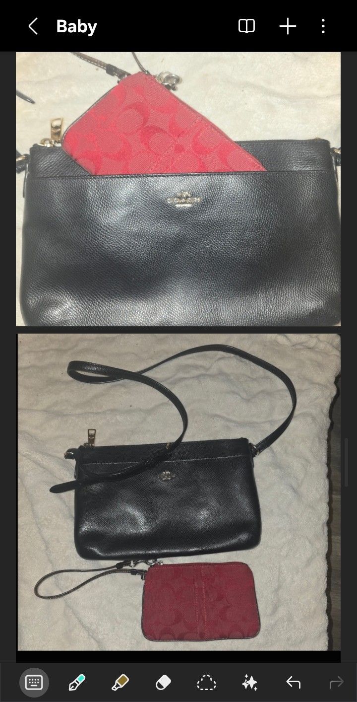COACH Bag Purse Crossbody East/west Red Wristlet