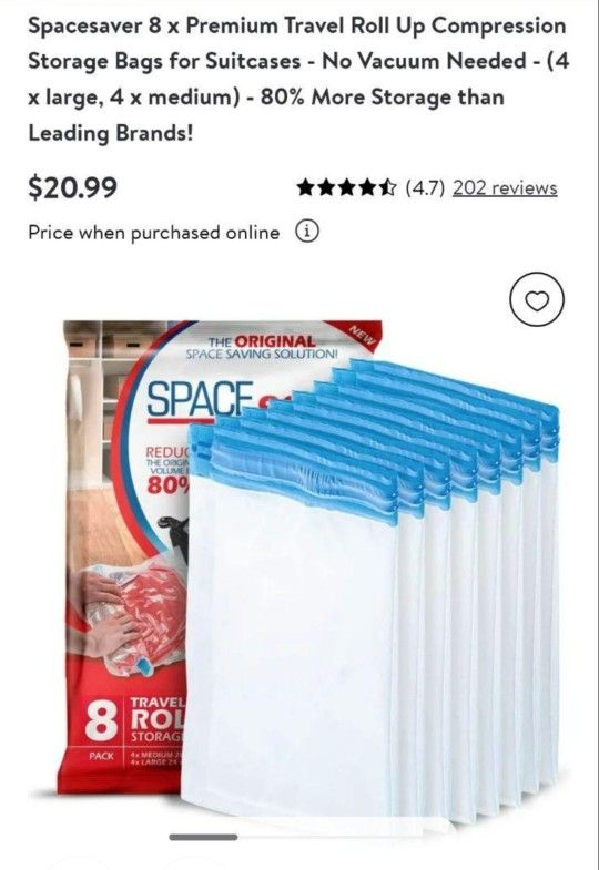 Space Saver Travel Roll Up Bags Reg Price 20.99