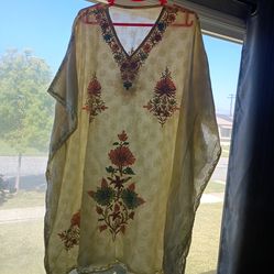 ✨ Soft Floral Sheer Dress / Kaftan – Light & Flowy ✨