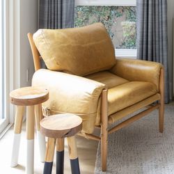 Anthropology Rhys Chair in Lager Leather & Walker Leg