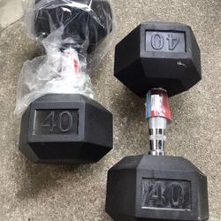 2-40lbs Rubber Hex Dumbbells. BRAND NEW