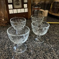 Princess House Fantasia Crystal Glass Footed Sherbet Bowls Set Of 4