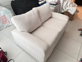 Cream Fabric Loveseat Sofa